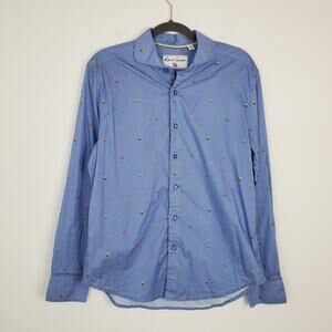 Robert Graham Shirt Tailored Fit Gingham Plaid Fast Food Novelty Print Blue